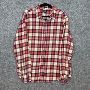 J.Crew Shirt Mens XL Red Check Plaid Flannel Casual Button Up Slim Fit